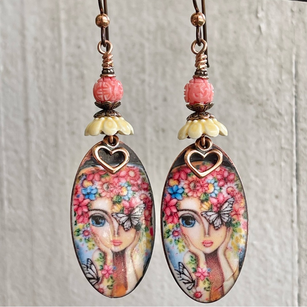 ARTISAN Earrings “Butterfly Garden Fairy” - Dangles - Picture 4 of 12